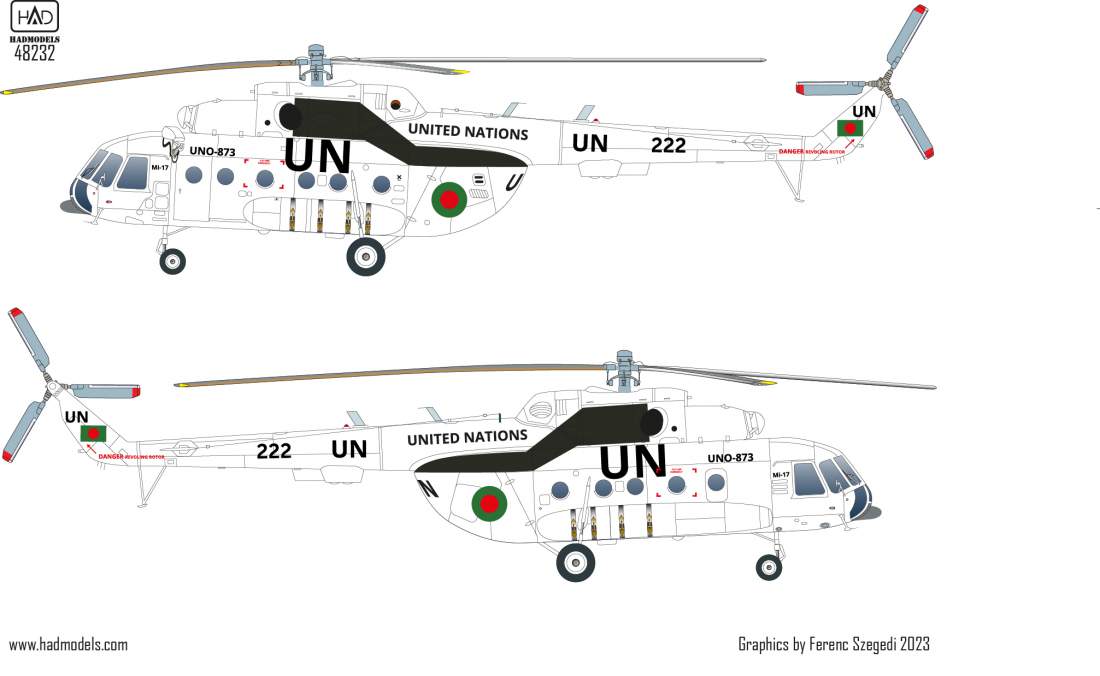 HAD Models HUN48232 1:48 Mil Mi-17 Hun, Mexico, UN