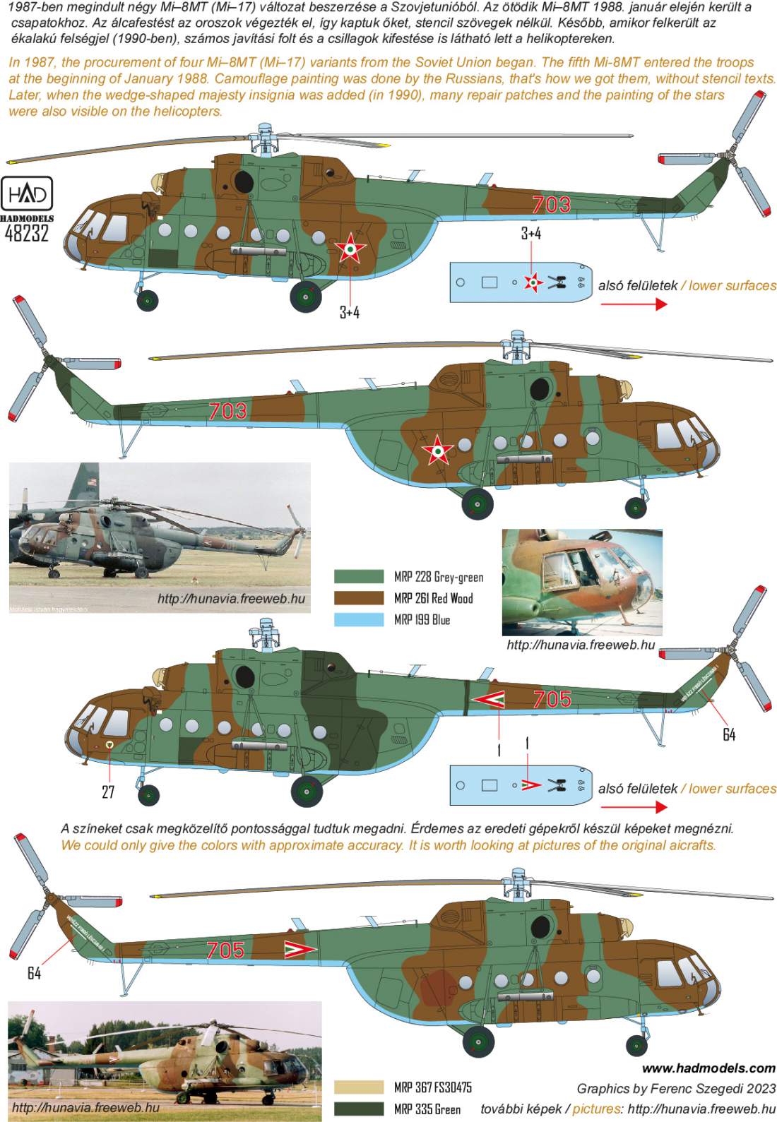 HAD Models HUN48232 1:48 Mil Mi-17 Hun, Mexico, UN