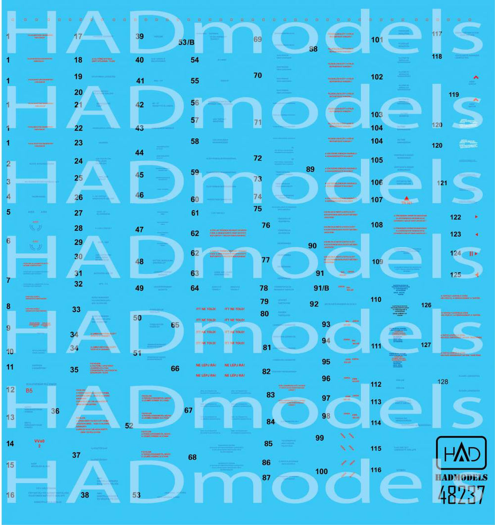 HAD Models HUN48237 1:48 Miloyan MiG-21MF/MiG-21Bis stencil 2 blue