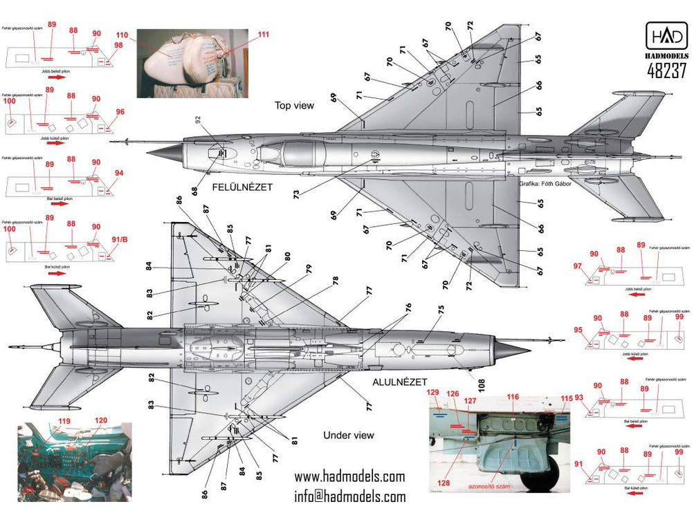 HAD Models HUN48237 1:48 Miloyan MiG-21MF/MiG-21Bis stencil 2 blue