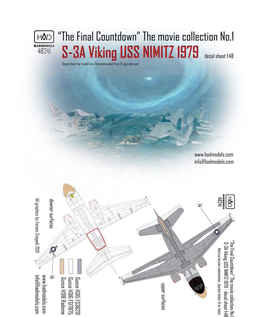 HAD Models HUN48241 Lockheed S-3A Viking Final Countdown 1:48