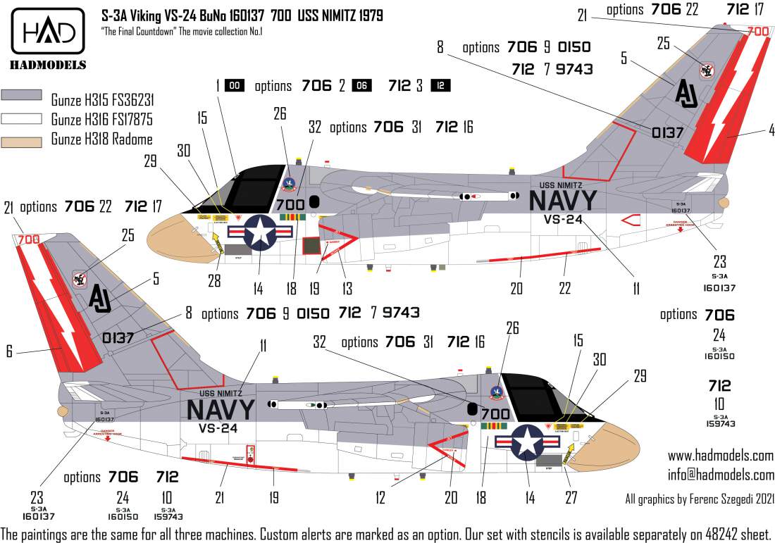 HAD Models HUN48241 Lockheed S-3A Viking Final Countdown 1:48