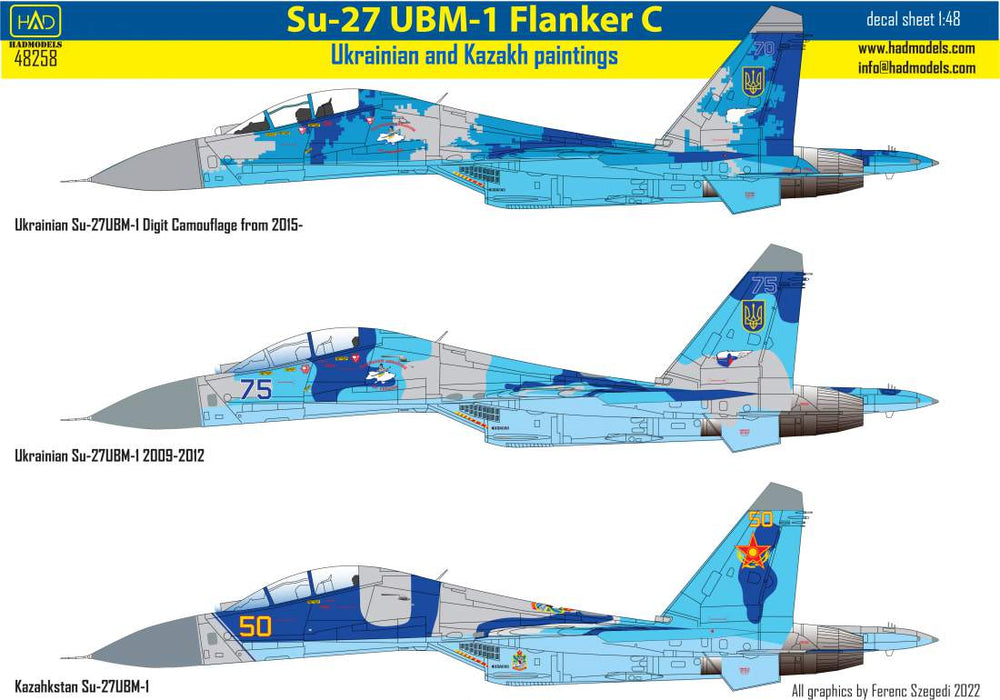 HAD Models HUN48258 1:48 Sukhoi Su-27UBM-1 Ukrainian and Kazakh painting schemes
