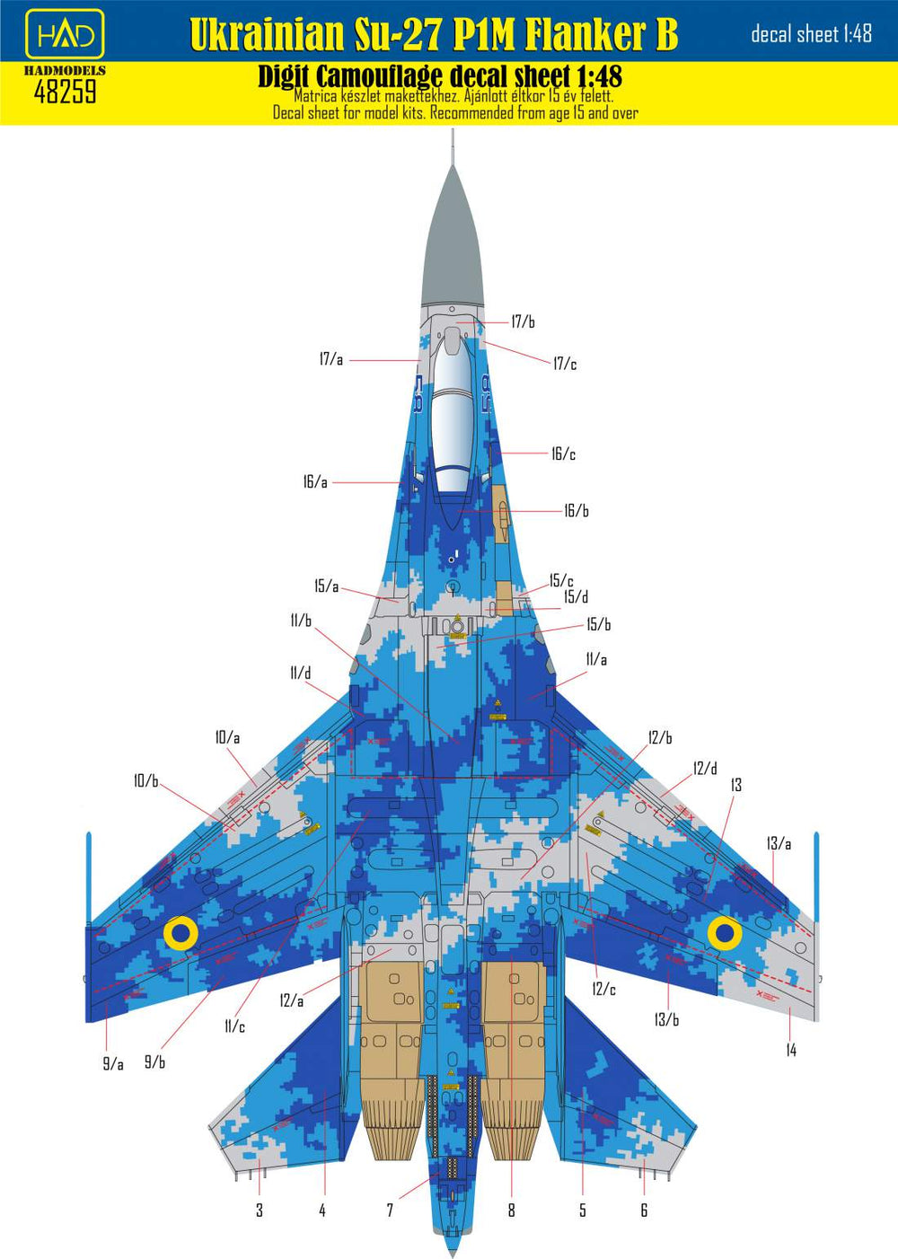 HAD Models HUN48259 Ukrainian Su-27P1M Flanker Digital Camo 1:48