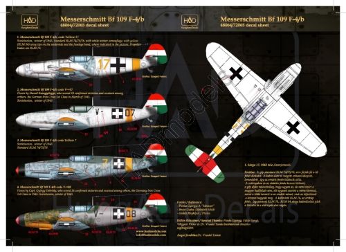 HAD Models HUN72065 1:72 Bf-109F-4/b yellow 17 V+03 V+07 yellow 7