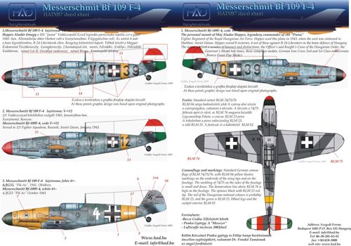 HAD Models HUN72087 1:72 Messerschmitt Bf-109F-4 M