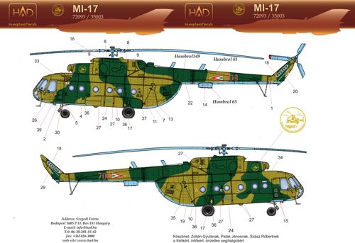 HAD Models HUN72093 1:72 Mil Mi-17