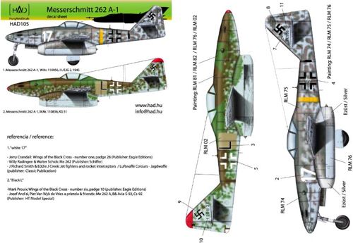 HAD Models HUN72105 1:72 Messerschmitt Me-262A-1