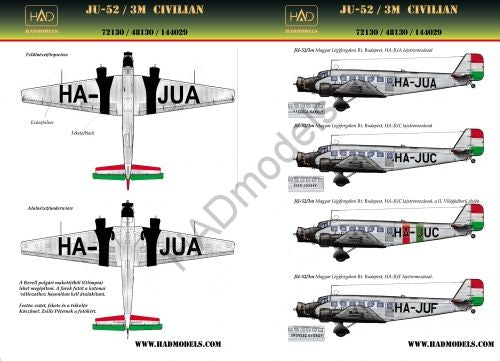 HAD Models HUN72130 1:72 Junkers Ju-52/3m civilian