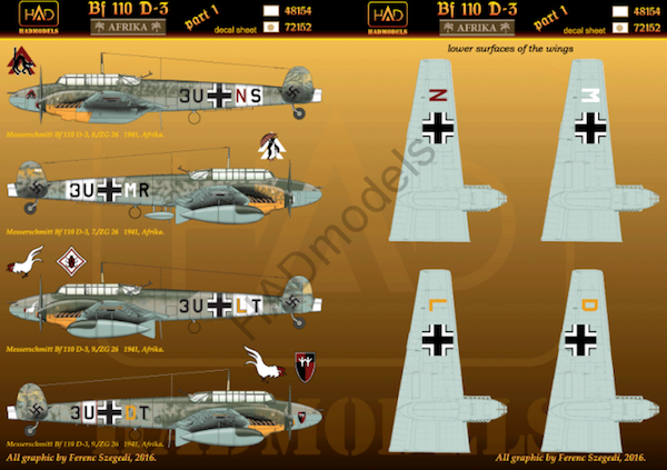 HAD Models HUN72152 1:72 Messerschmitt Bf-110D-3 "Afrika" Part 1