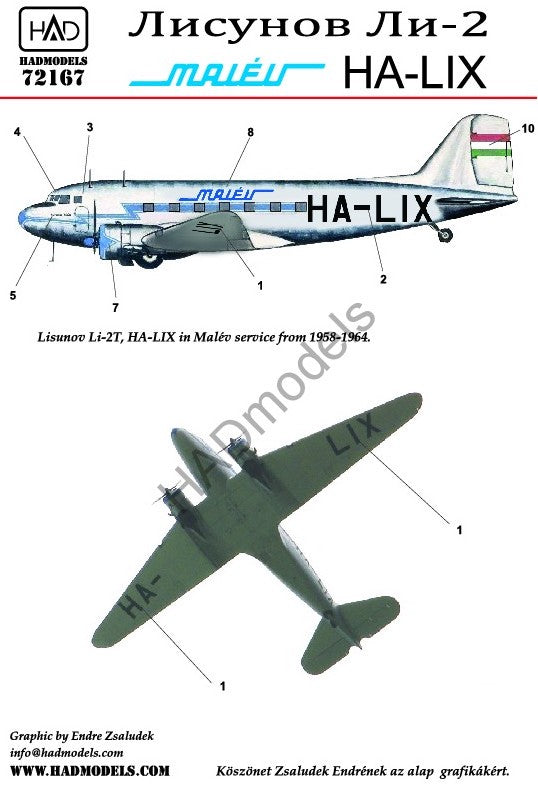 HAD Models HUN72167 1:72 Li-2 HA-LIX