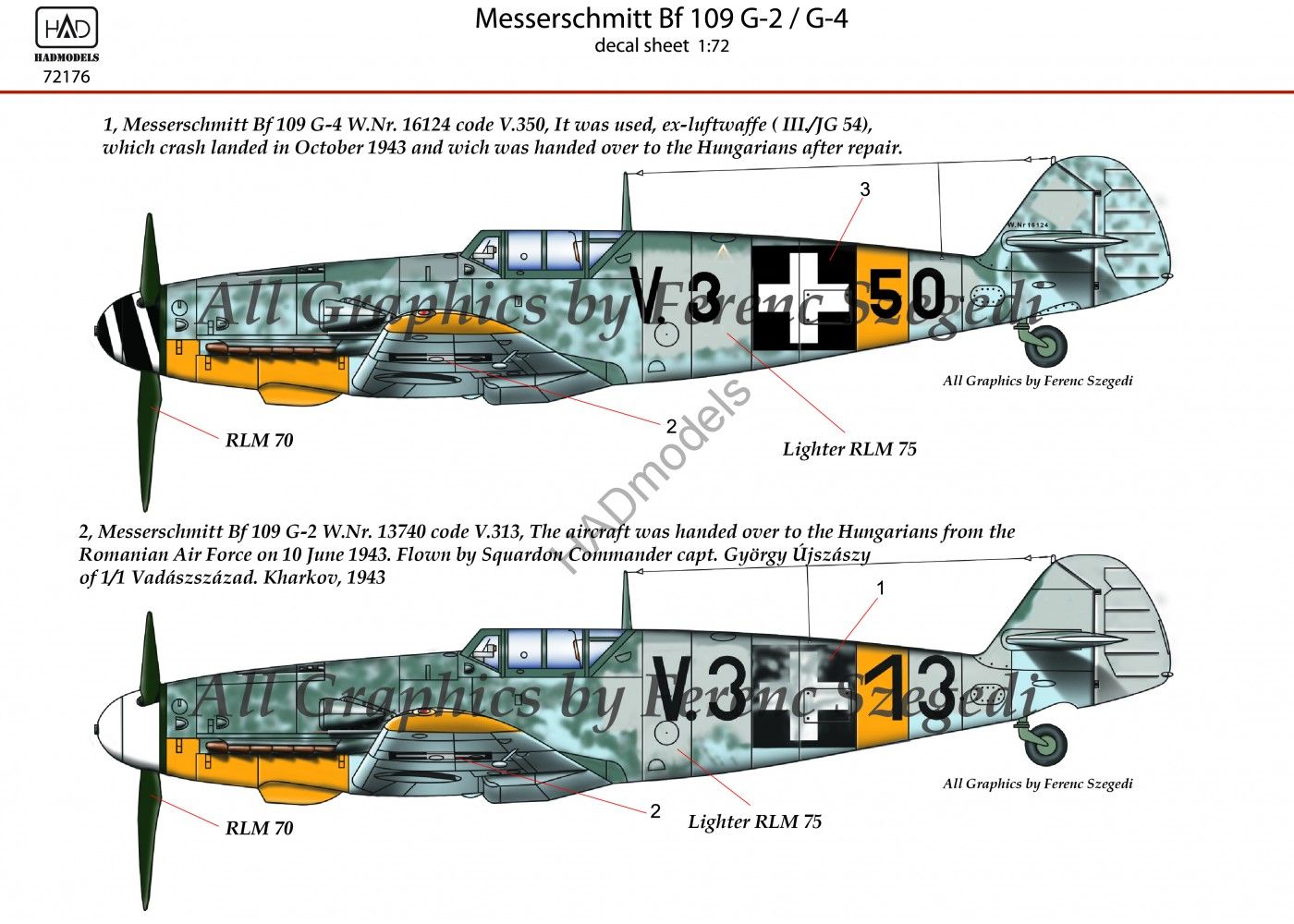 HAD Models HUN72176 1:72 Messerschmitt Bf-109G-2/Bf-109G-4