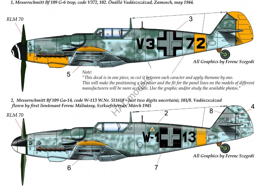 HAD Models HUN72177 1:72 Messerschmitt Bf-109G-14/Bf-109G-6 Tropical