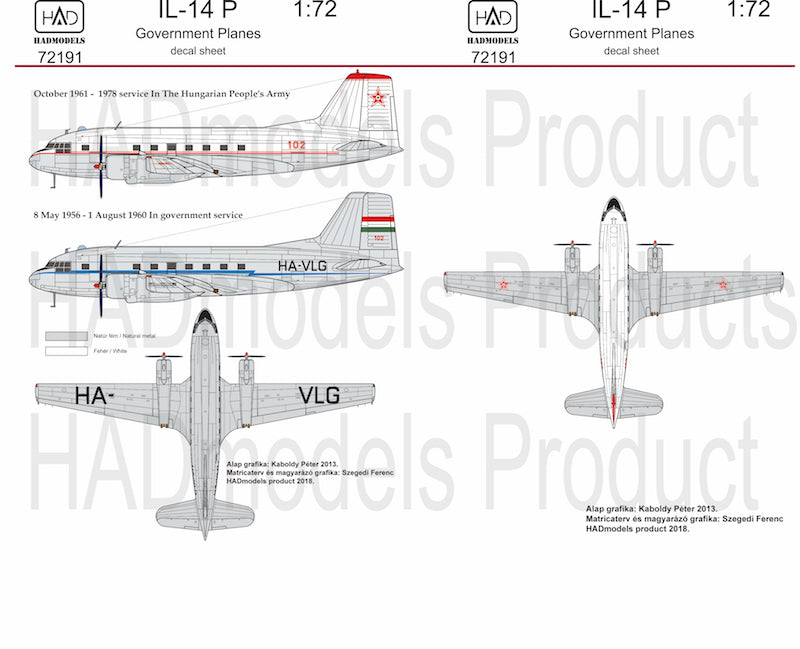 HAD Models HUN72191 1:72 Ilyushin Il-14P Government Plane