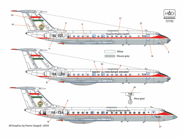 HAD Models HUN72192 1:72 Tupolev Tu-134A Kormanygep/government