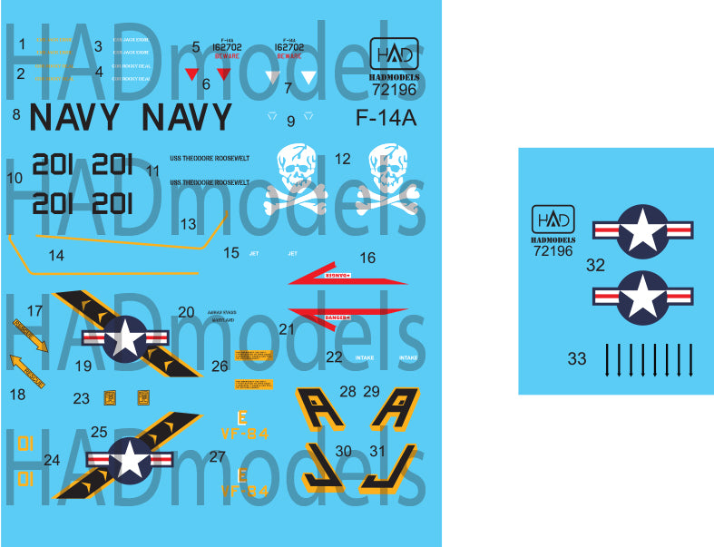 HAD Models HUN72196 F-14A Tomcat VF-84 Jolly Rogers Pt 1 1:72