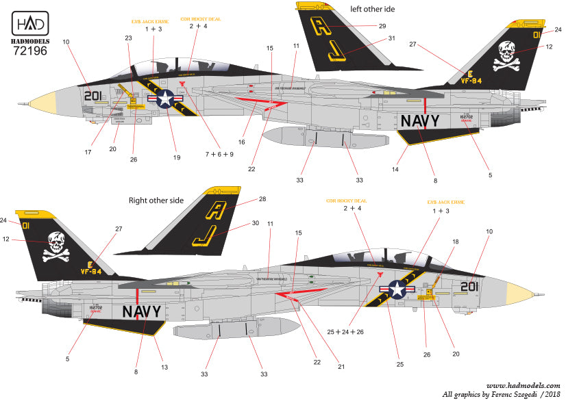 HAD Models HUN72196 F-14A Tomcat VF-84 Jolly Rogers Pt 1 1:72