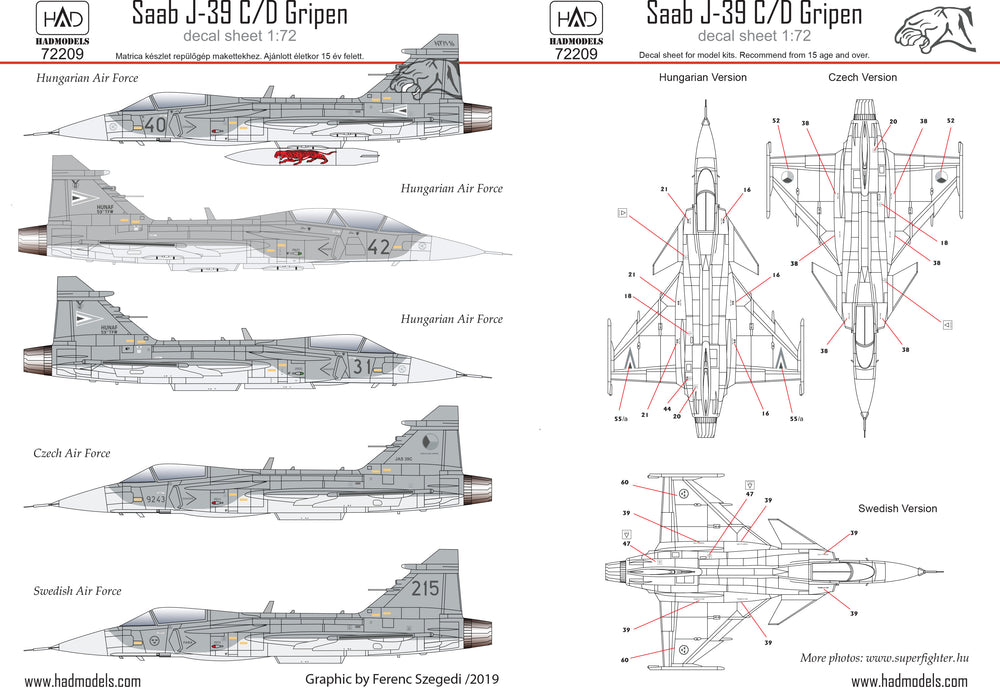 HAD Models HUN72209 1:72 Saab JAS-39C/D Gripen