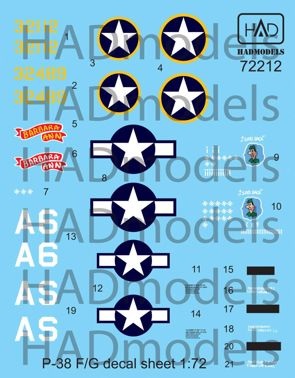 HAD Models HUN72212 1:72 Lockheed P-38F/P-38G Lightning above Europe
