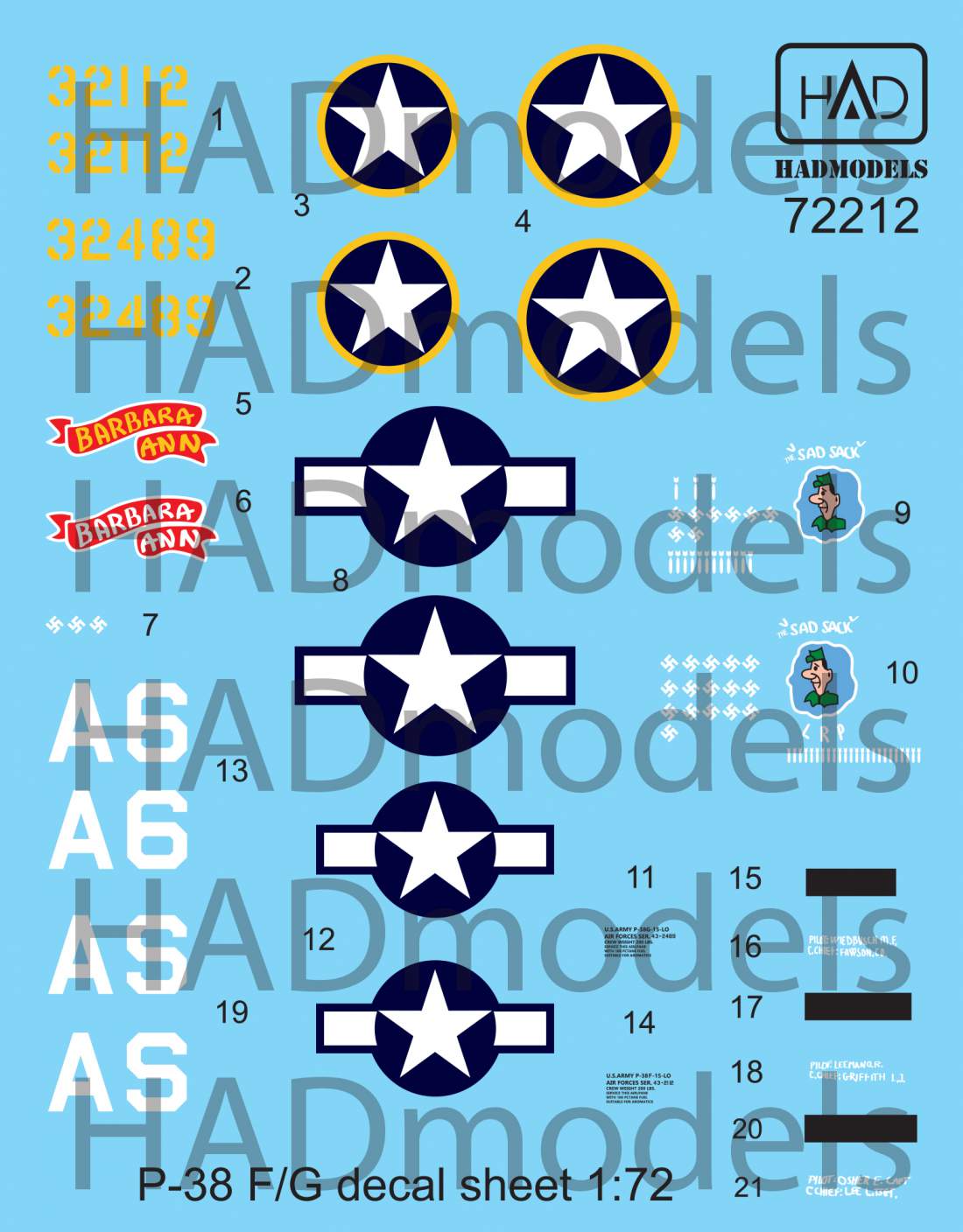 HAD Models HUN72212 1:72 Lockheed P-38F/P-38G Lightning above Europe