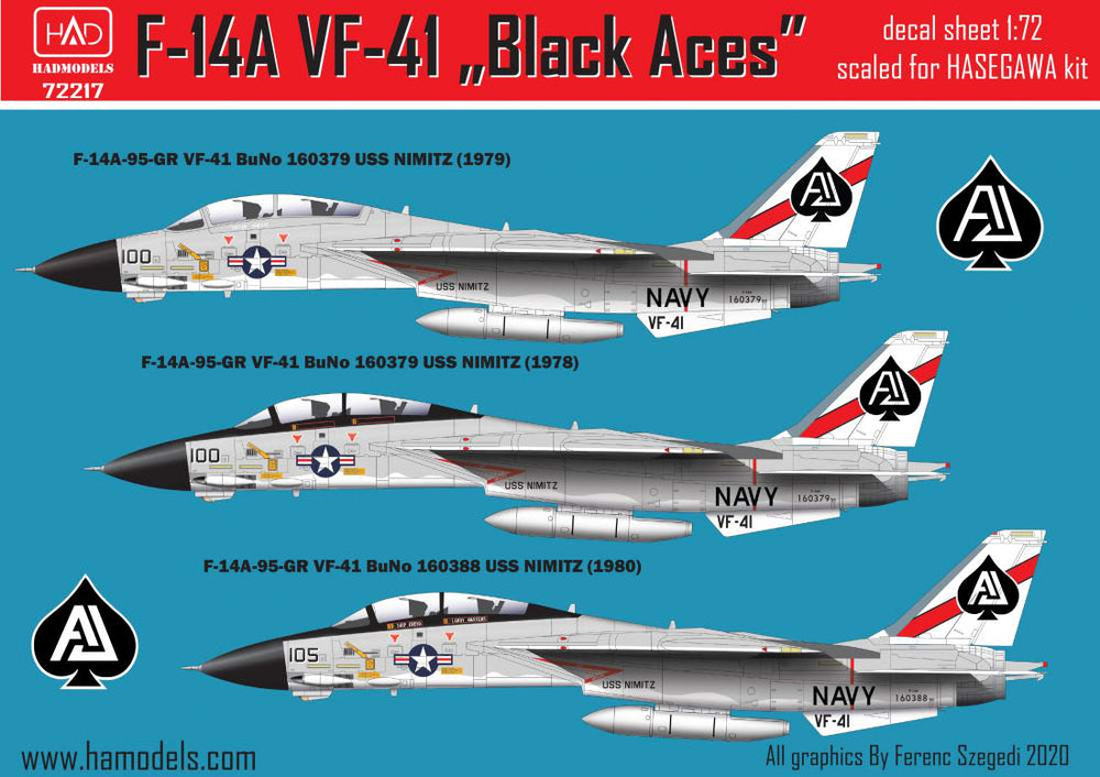 HAD Models HUN72217 1:72 Grumman F-14A Tomcat Black Aces/ USS Nimitz