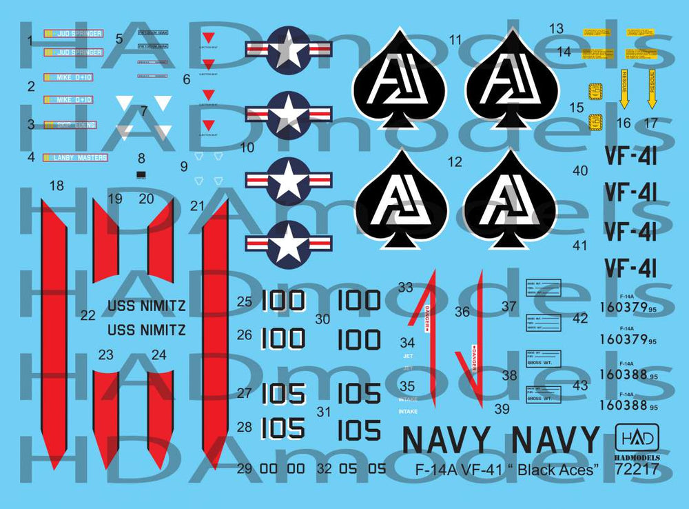 HAD Models HUN72217 1:72 Grumman F-14A Tomcat Black Aces/ USS Nimitz