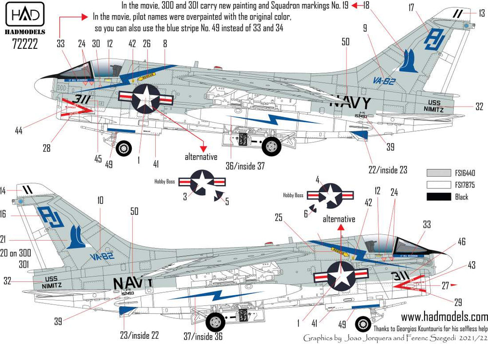 HAD Models HUN72222 LTV A-7E Corsair VA-82 Final Countdown 1:72