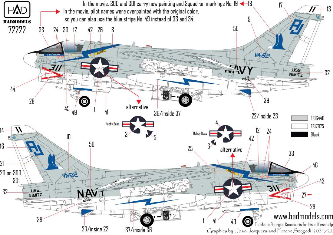 HAD Models HUN72222 LTV A-7E Corsair VA-82 Final Countdown 1:72