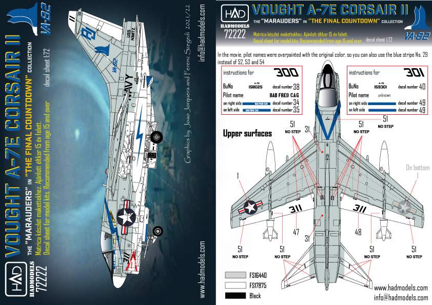 HAD Models HUN72222 LTV A-7E Corsair VA-82 Final Countdown 1:72