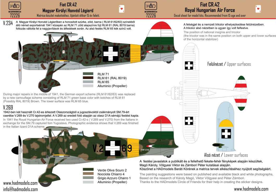 HAD Models HUN72226 1:72 Fiat CR-42 Kereszetes part 1