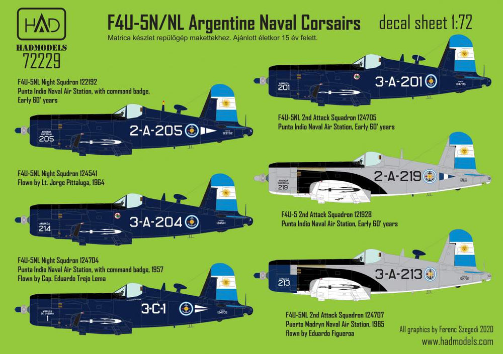 HAD Models HUN72229 1:72 Vought F4U-5NL Argentine Naval Corsairs