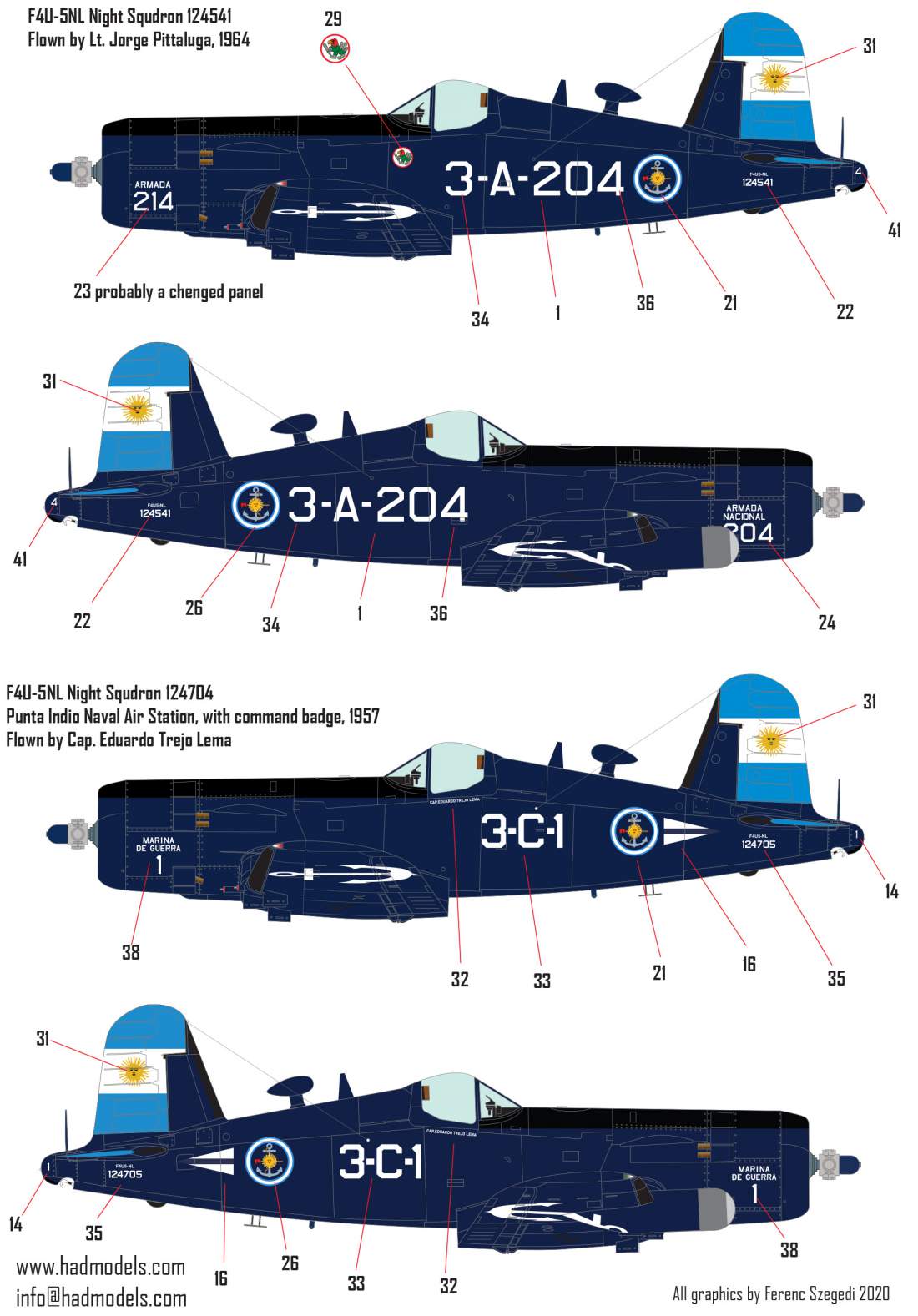 HAD Models HUN72229 1:72 Vought F4U-5NL Argentine Naval Corsairs