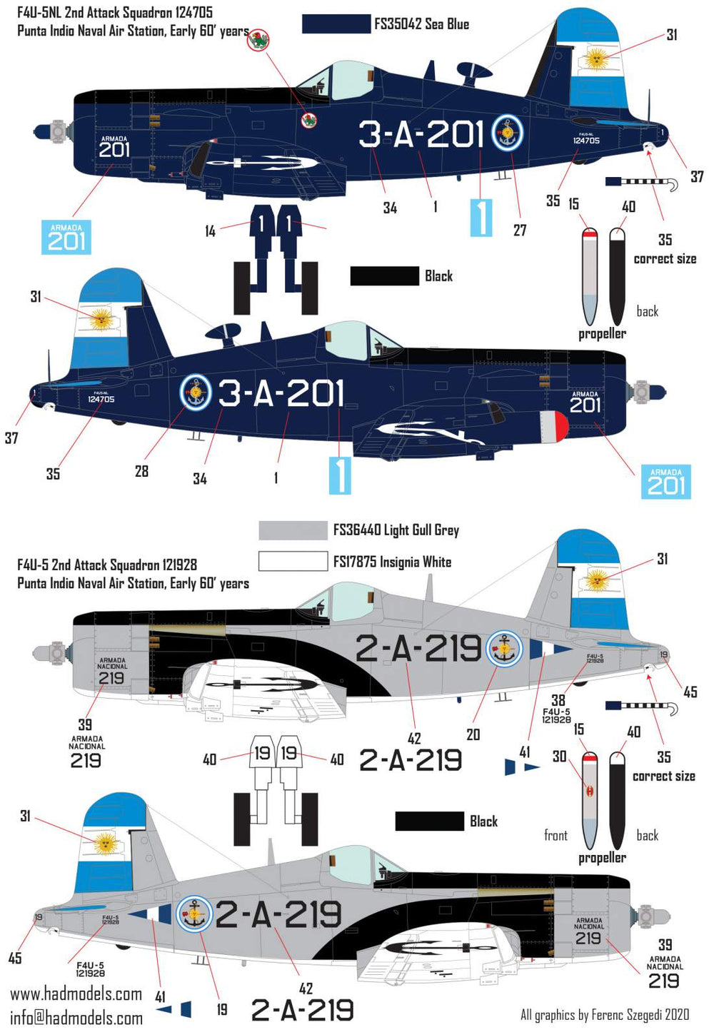 HAD Models HUN72229 1:72 Vought F4U-5NL Argentine Naval Corsairs