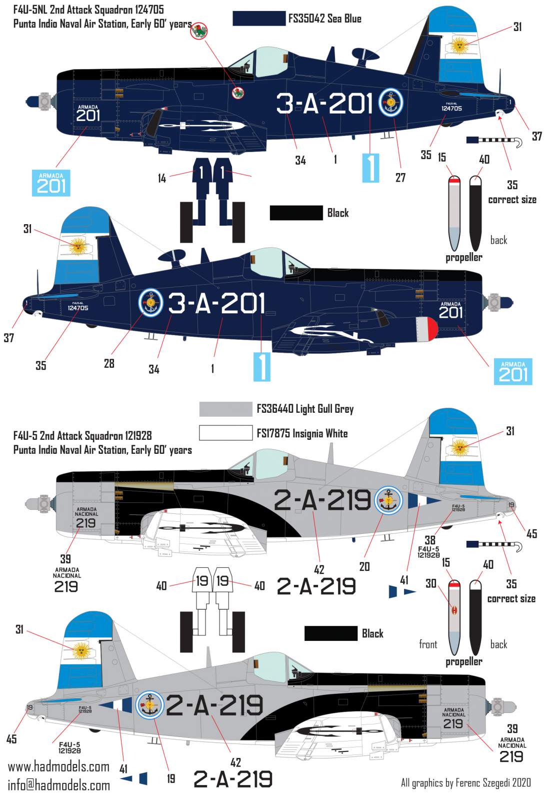 HAD Models HUN72229 1:72 Vought F4U-5NL Argentine Naval Corsairs
