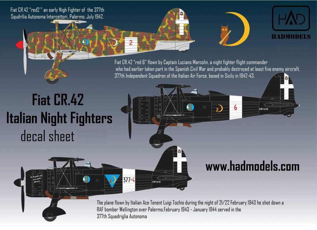 HAD Models HUN72238 1:72 Fiat CR-42 Italian Night fighters