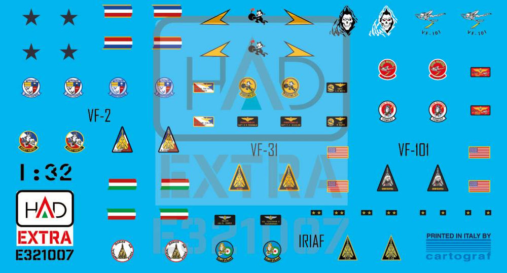 HAD Models HUNE321007 1:32 Grumman F-14A/B/D Tomcat patches VF-2 VF-101 VF-31