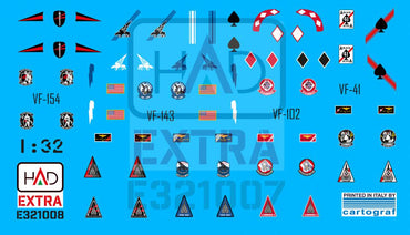 HAD Models HUNE321008 F-14A/B/D Tomcat Patches VF-143/213/41 1:32