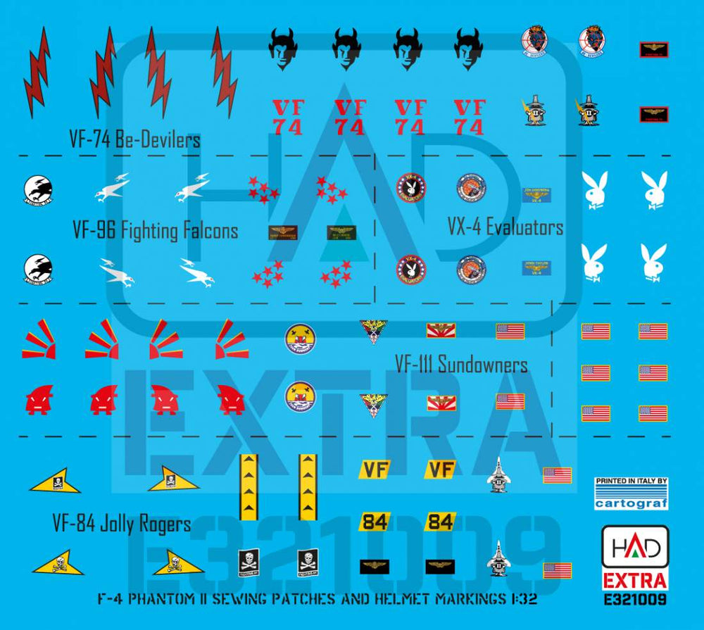 HAD Models HUNE321009 1:32 McDonnell F-4 Phantom II Patches and Helmet markings