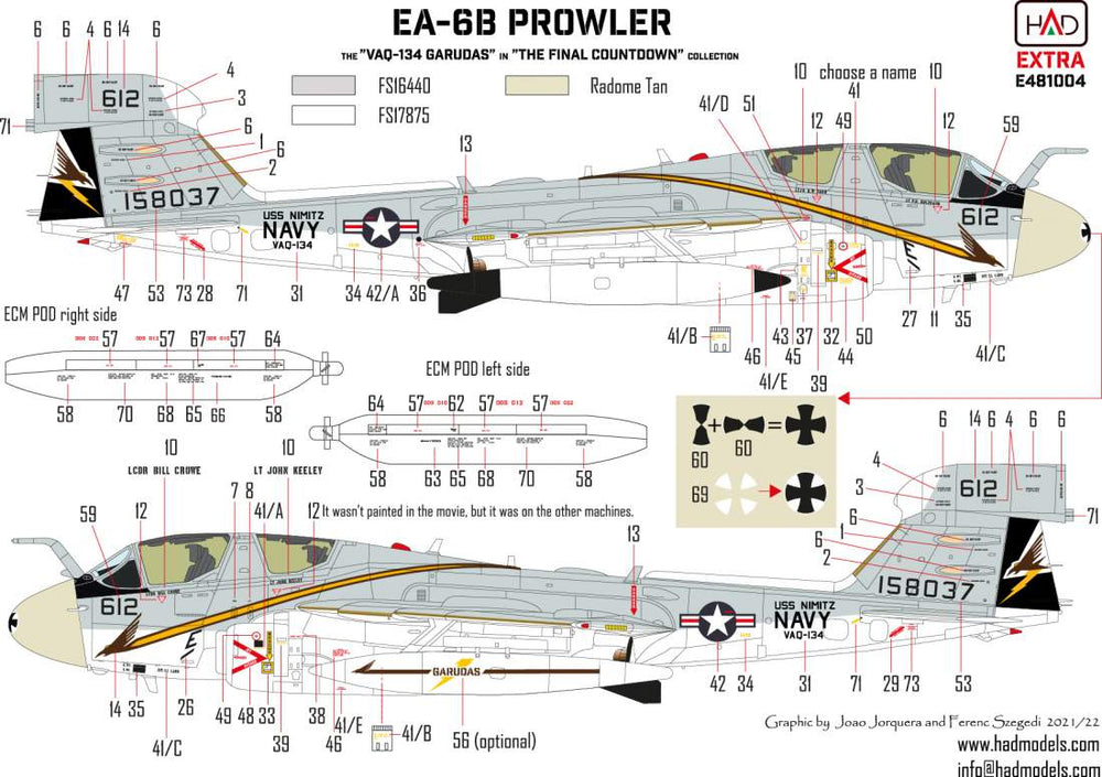 HAD Models HUNE481004 1:48 Grumman EA-6B Prowler USS NIMITZ The final Countdown