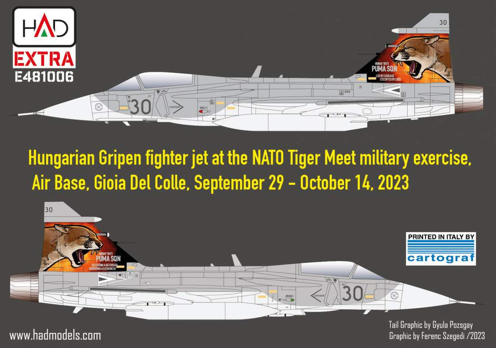 HAD Models HUNE481006 1:48 Saab JAS-39 Gripen Tigermeet 2023 HUNAF