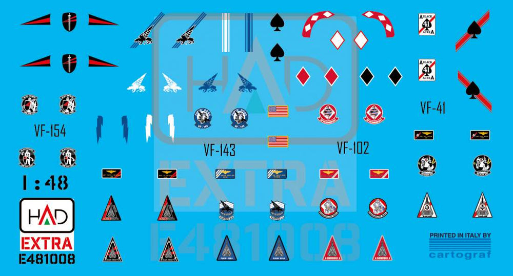 HAD Models HUNE481008 F-14A/B/D Tomcat Patches VF-143/213/41 1:48