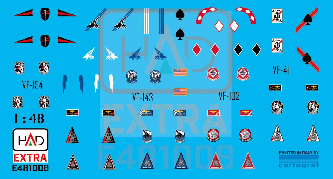 HAD Models HUNE481008 F-14A/B/D Tomcat Patches VF-143/213/41 1:48