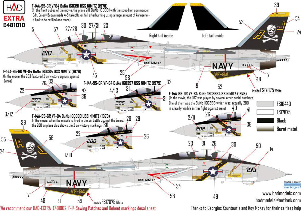 HAD Models HUNE481010 1:48 Grumman F-14A VF-84 Jolly Rogers the Final countdown