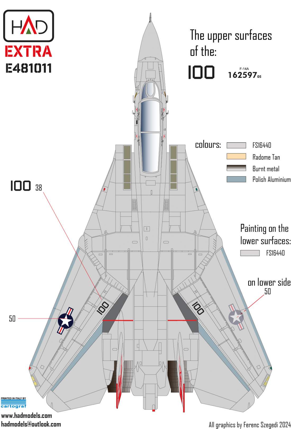 HAD Models HUNE481011 1:48 Grumman F-14A Tomcat VF-1 Wolfpack
