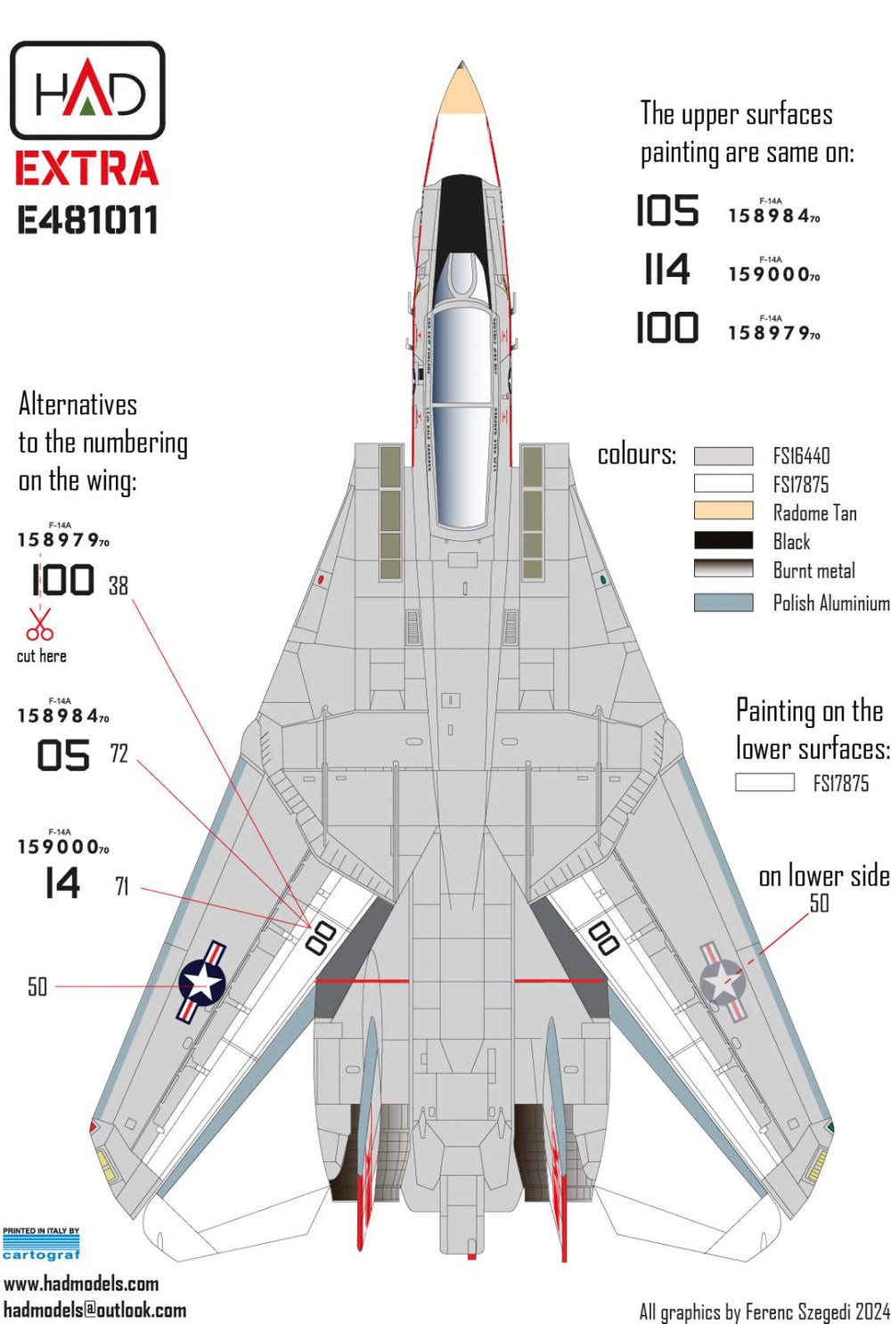 HAD Models HUNE481011 1:48 Grumman F-14A Tomcat VF-1 Wolfpack
