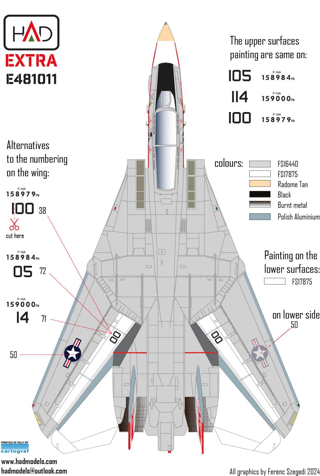 HAD Models HUNE481011 1:48 Grumman F-14A Tomcat VF-1 Wolfpack