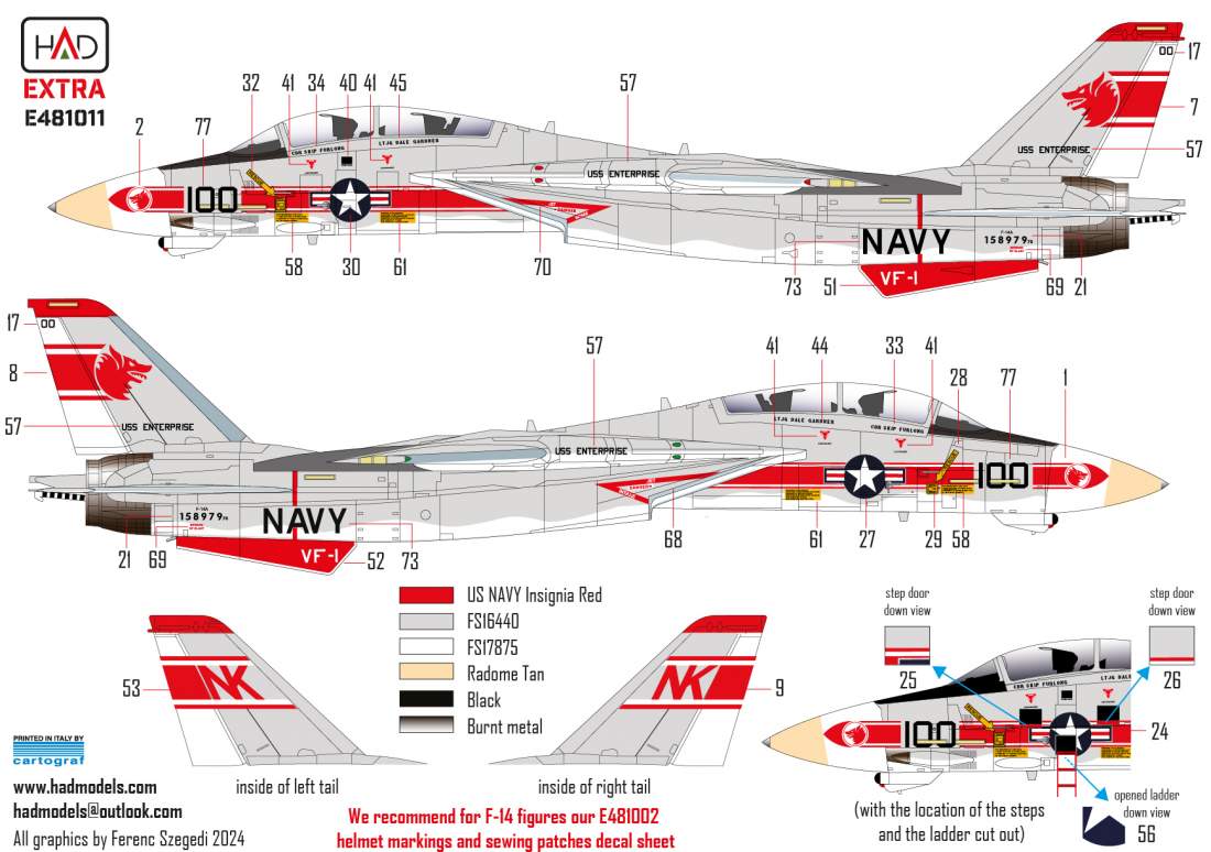 HAD Models HUNE481011 1:48 Grumman F-14A Tomcat VF-1 Wolfpack