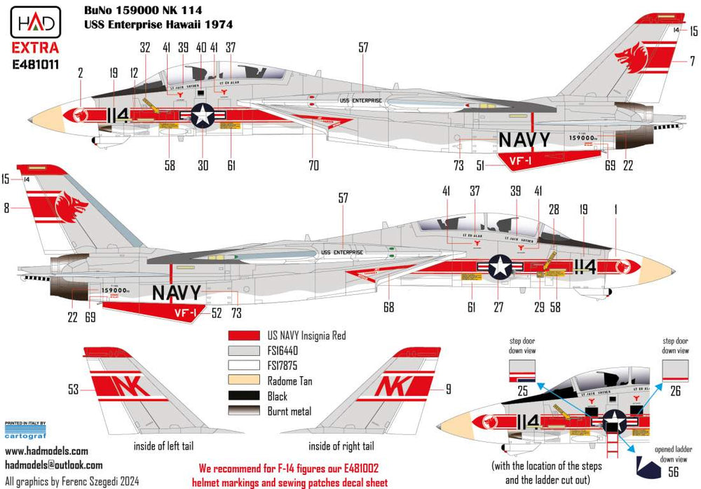 HAD Models HUNE481011 1:48 Grumman F-14A Tomcat VF-1 Wolfpack