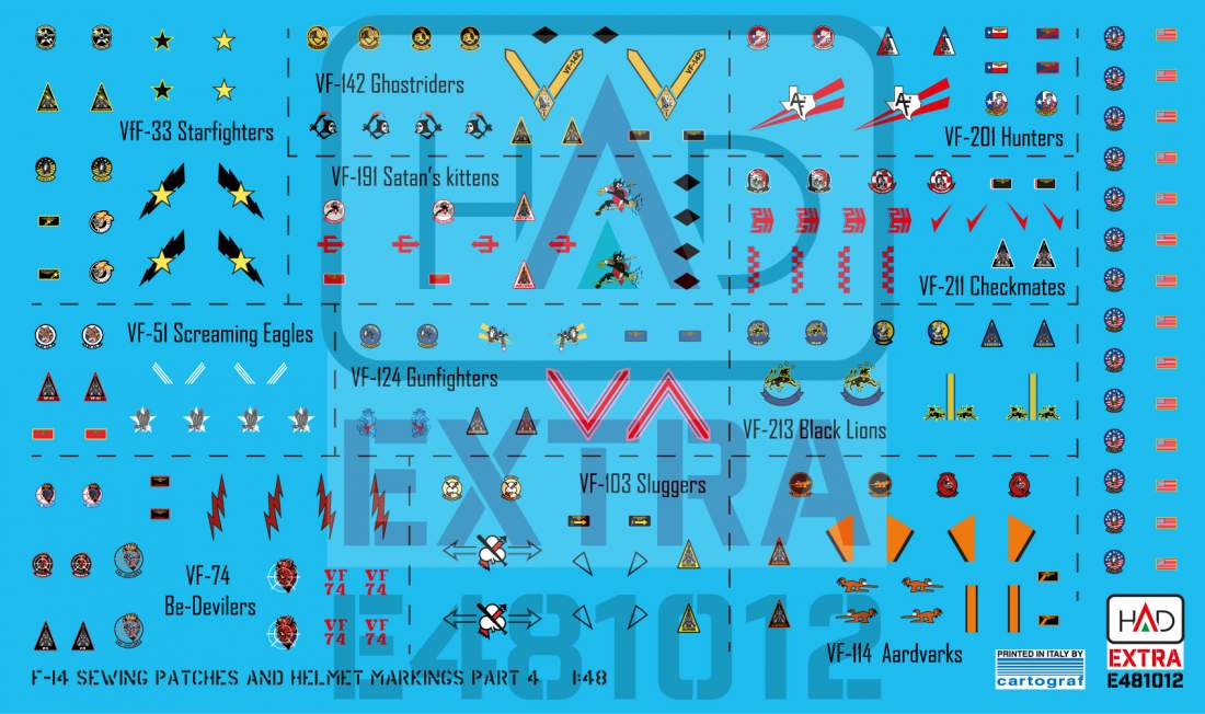 HAD Models HUNE481012 1:48 Grumman F-14 Tomcat Patches & Helmet markings PART 4