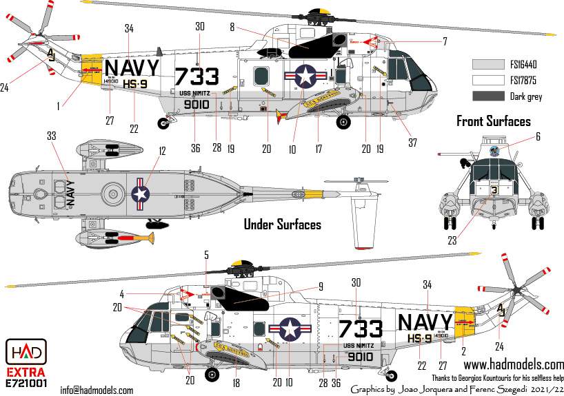 HAD Models HUNE721001 SH-3H Seaking Final Countdown Extended 1:72